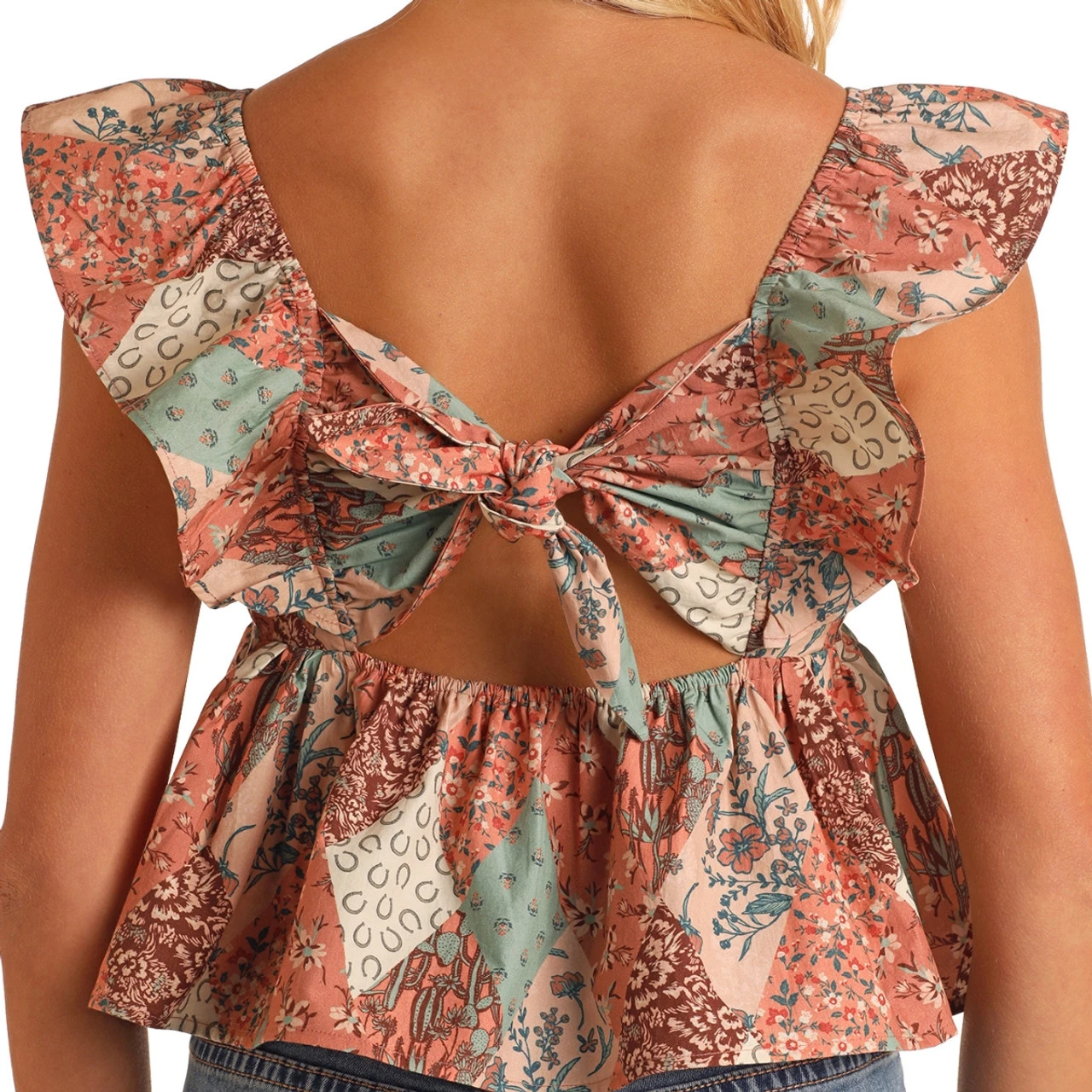 Rock & Roll Denim Patchwork Flutter Tank 6 Rock & Roll Denim Patchwork Flutter Tank - Image 4