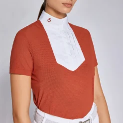 Cavalleria Toscana Perforated Competition Shirt SS 17 Cavalleria Toscana Perforated Competition Shirt SS -Royal Horse Outfitters perf jersey pleat bib comp shirt earth bib CAD256 JF022 3500 CT 93309.1714619401