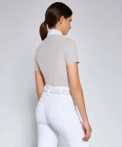 Cavalleria Toscana Perforated Competition Shirt SS 15 Cavalleria Toscana Perforated Competition Shirt SS -Royal Horse Outfitters perf jersey pleat bib comp shirt lt grey back CAD256 JF022 8100 CT 23503.1714619379