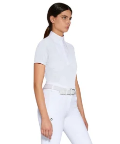 Cavalleria Toscana Perforated Competition Shirt SS 13 Cavalleria Toscana Perforated Competition Shirt SS -Royal Horse Outfitters perf jersey pleat bib comp shirt white front CAD256 JF022 0001 CT 80781.1722042638