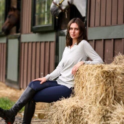 TKEQ Polo Sweater | Cloud -Royal Horse Outfitters polo sweater cloud side lifestyle POLO SWEATER tkeq 49522.1757974006