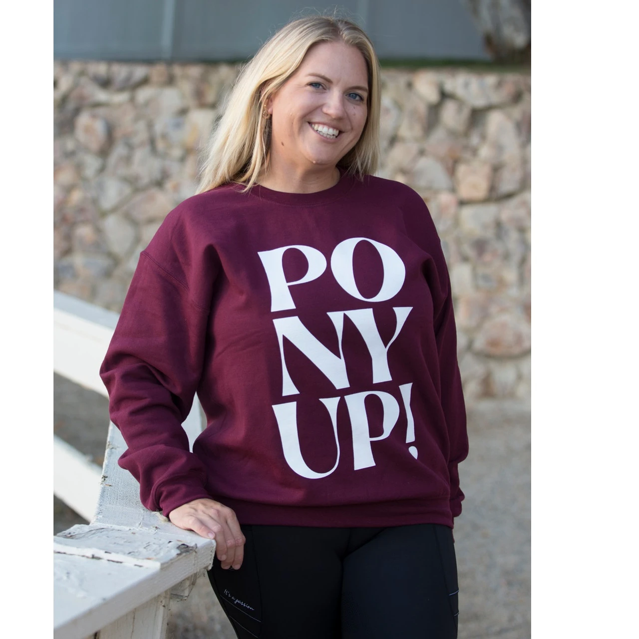 TKEQ Pony Up Burgundy Crew Sweatshirt 4 TKEQ Pony Up Burgundy Crew Sweatshirt - Image 2
