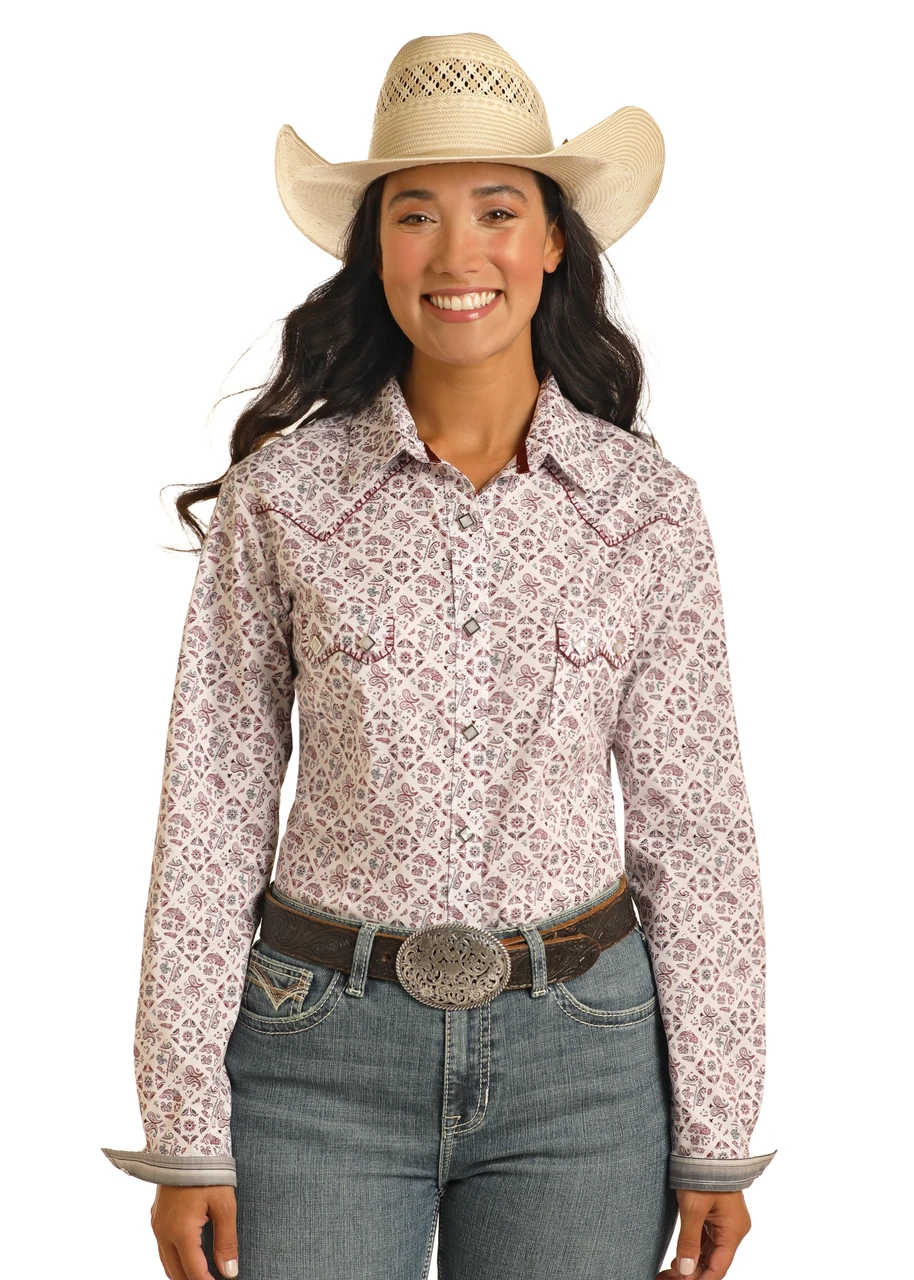 Panhandle Maroon Bandana Print Snap Shirt 3 Panhandle Maroon Bandana Print Snap Shirt