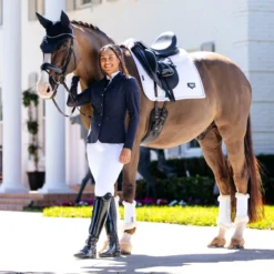 LeMieux Puissance Suede Dressage Pad SU25 -Royal Horse Outfitters puissance suede drsg pad su25 white on horse IT06900005 lemieux 85026.1751582642