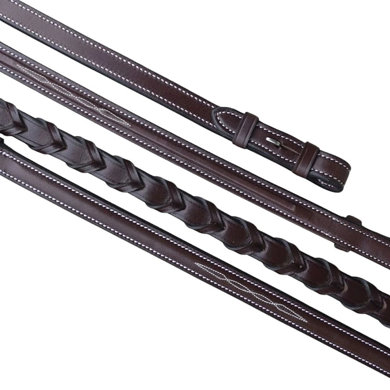 Red Barn Round Raised Fancy Stitch Laced Reins 3 Red Barn Round Raised Fancy Stitch Laced Reins