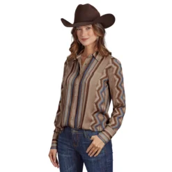 Stetson Sand Serape Print Blouse