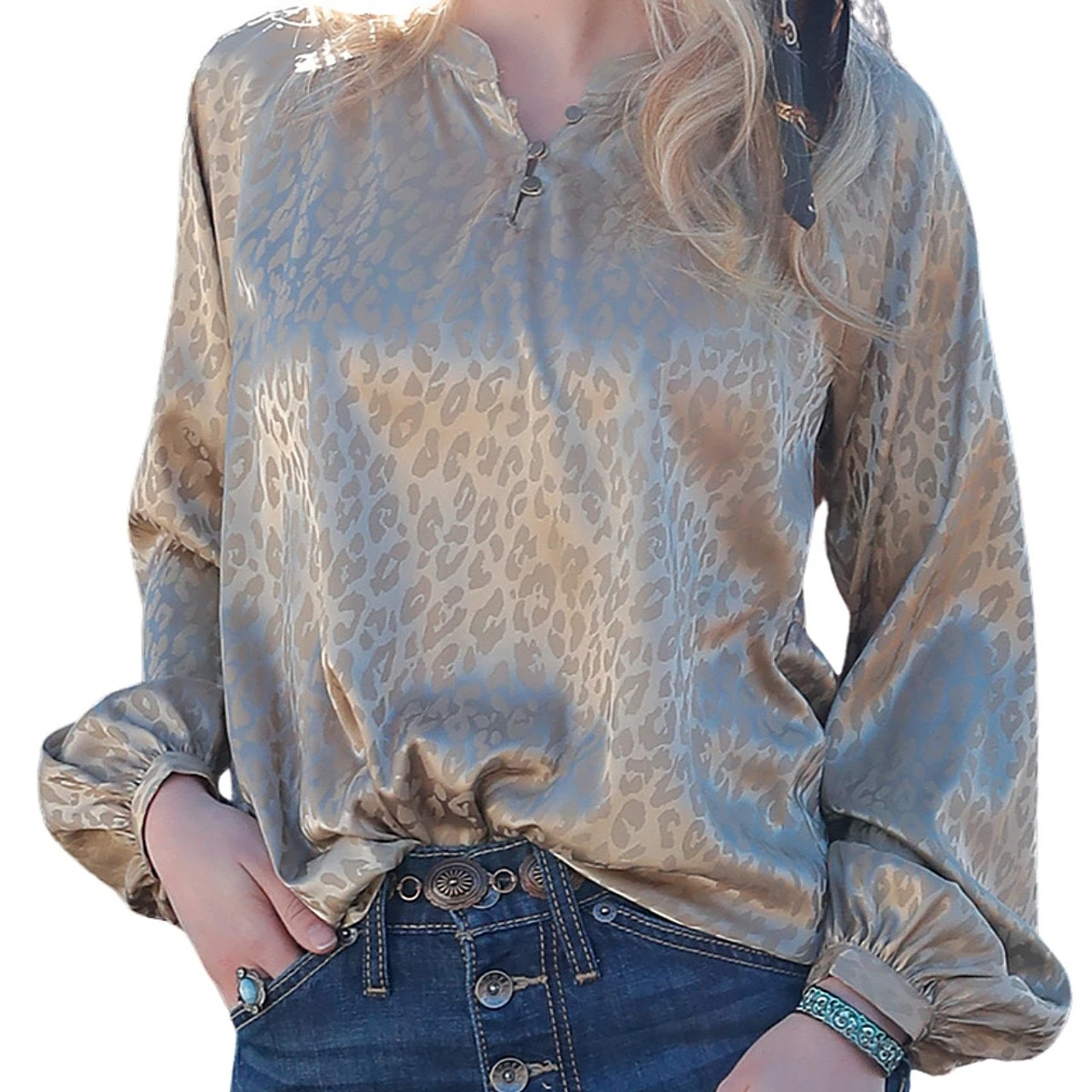 Cruel Denim Satin Jacquard Blouse 5 Cruel Denim Satin Jacquard Blouse - Image 3