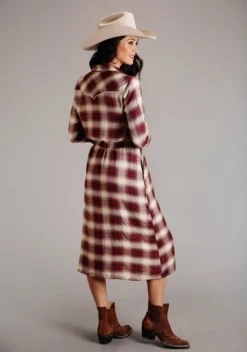 Stetson Black Cherry Plaid Shirt Dress