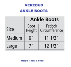 Veredus TR PRO Ankle Boots -Royal Horse Outfitters size chart ankle boots veredus 31558.1603573292