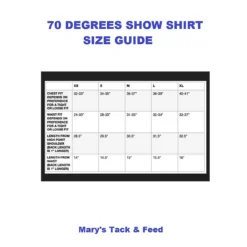 70 Degrees Asymm Long Sleeve Show Shirt -Royal Horse Outfitters size chart ls show shirt 70 degrees 98546.1748984486