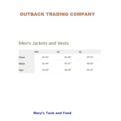 Men's Outback Canvas Sawbuck Vest -Royal Horse Outfitters size chart men jacket vest outback 98468.1757544566