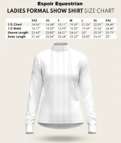 Espoir Long Sleeve Show Shirt -Royal Horse Outfitters size chart show shirts espoir 79590.1723735052