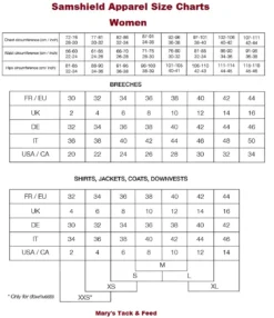 Samshield Olympe Ultralight Hunter Jacket -Royal Horse Outfitters size guide women samshield 24278.1713402598