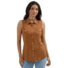 Wrangler Brown Jacquard Sleeveless Shirt -Royal Horse Outfitters sleeveless snap brown front 112364719 wrangler 51732.1749157334