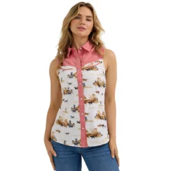 Wrangler Desert Print Sleeveless Snap Shirt