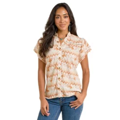 Panhandle Flutter Sleeve Snap Top