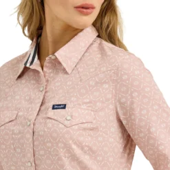 Wrangler Retro Blush Pink Snap Shirt -Royal Horse Outfitters snap top pink detail 112367230 wrangler 21752.1751915906