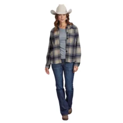 Stetson Plaid Flannel Overshirt -Royal Horse Outfitters stetson plaid flannel blu.tan full body 11 098 0539 7002 karman 88997.1728932986