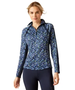 Ariat Sunstopper 3.0 1/4 Zip Baselayer Prints -Royal Horse Outfitters sunstopper 3.0 blue scribble front 10049045 ariat 65606.1738724696