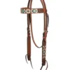 Turquoise Cross Aztec Brow Headstall -Royal Horse Outfitters tc aztec brow hs light oil 45007 01 00 weaver 32261.1668132173