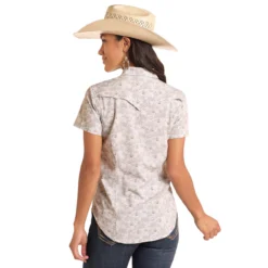Panhandle Cactus Print SS Tech Snap Shirt -Royal Horse Outfitters tech snap shirt ss white back TWN5S05704 westmoor 26241.1744314967