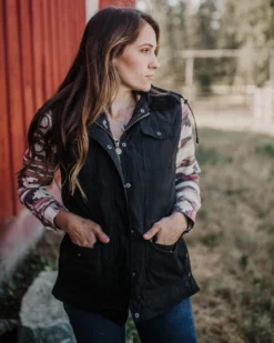 Outback Trading Tess Vest With Hood -Royal Horse Outfitters tess vest black lifestyle 29840 BLK outback 98076.1712845004