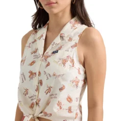 Wrangler Cowgirl Sleeveless Tie Front Shirt -Royal Horse Outfitters tie cropped top white detail 112360753 wrangler 81061.1736557047