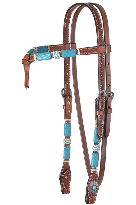 Circle Y Turquoise Round Up Futurity Brow Headstall 4 Circle Y Turquoise Round Up Futurity Brow Headstall - Image 2