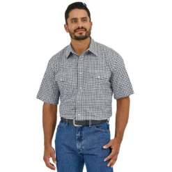 Men's Wrangler Wrinkle Resist Check SS Shirt