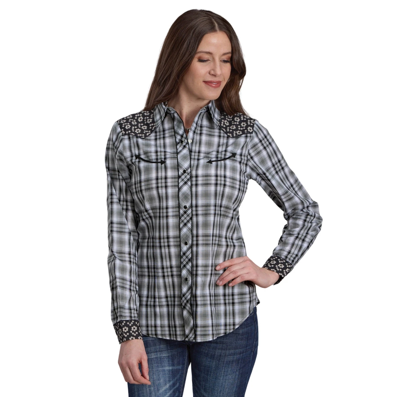 Roper Floral Yoke Plaid Snap Shirt 3 Roper Floral Yoke Plaid Snap Shirt